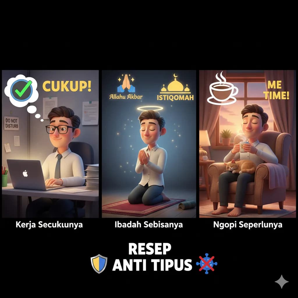 Kerja Secukupnya, Ibadah Sebisanya, Ngopi Seperlunya: Resep Anti Tipus