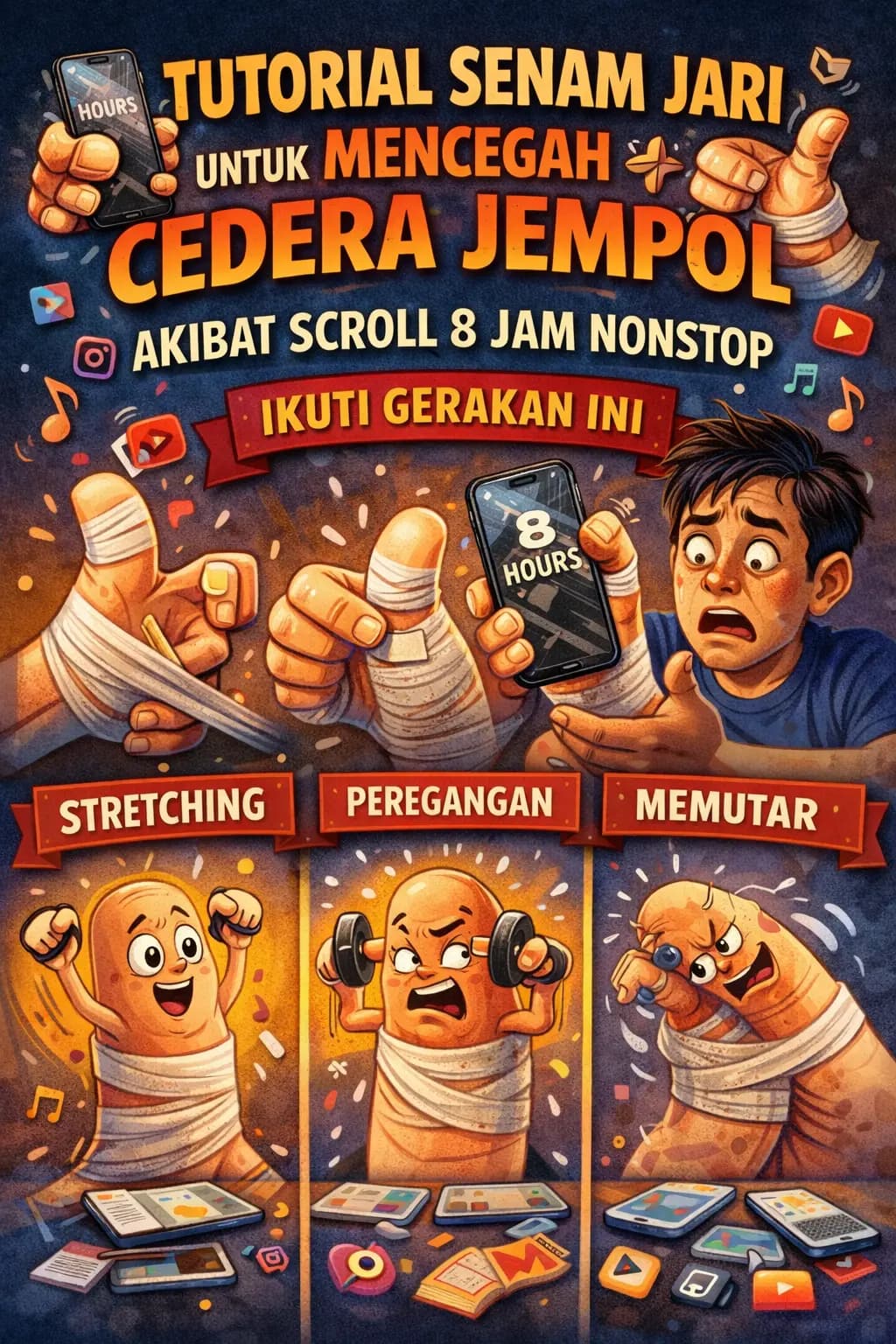 Tutorial Senam Jari untuk Mencegah Cedera Jempol Akibat Scroll 8 Jam Nonstop