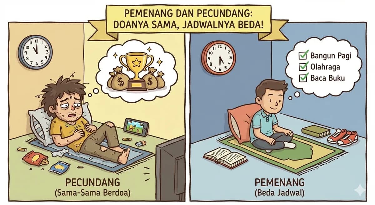 Pemenang dan Pecundang Ternyata Doanya Sama. Bedanya Cuma di "Jadwal Harian"