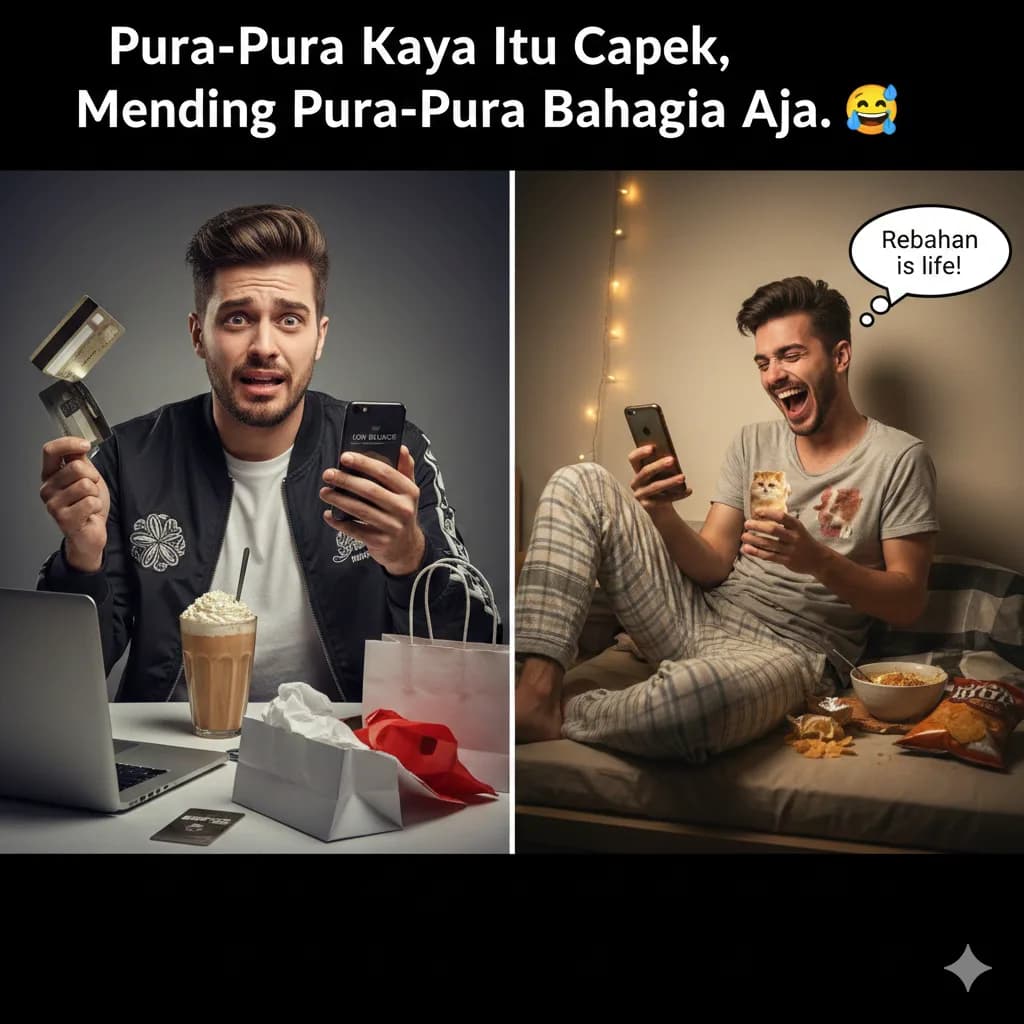 Pura-Pura Kaya Itu Capek, Mending Pura-Pura Bahagia Aja