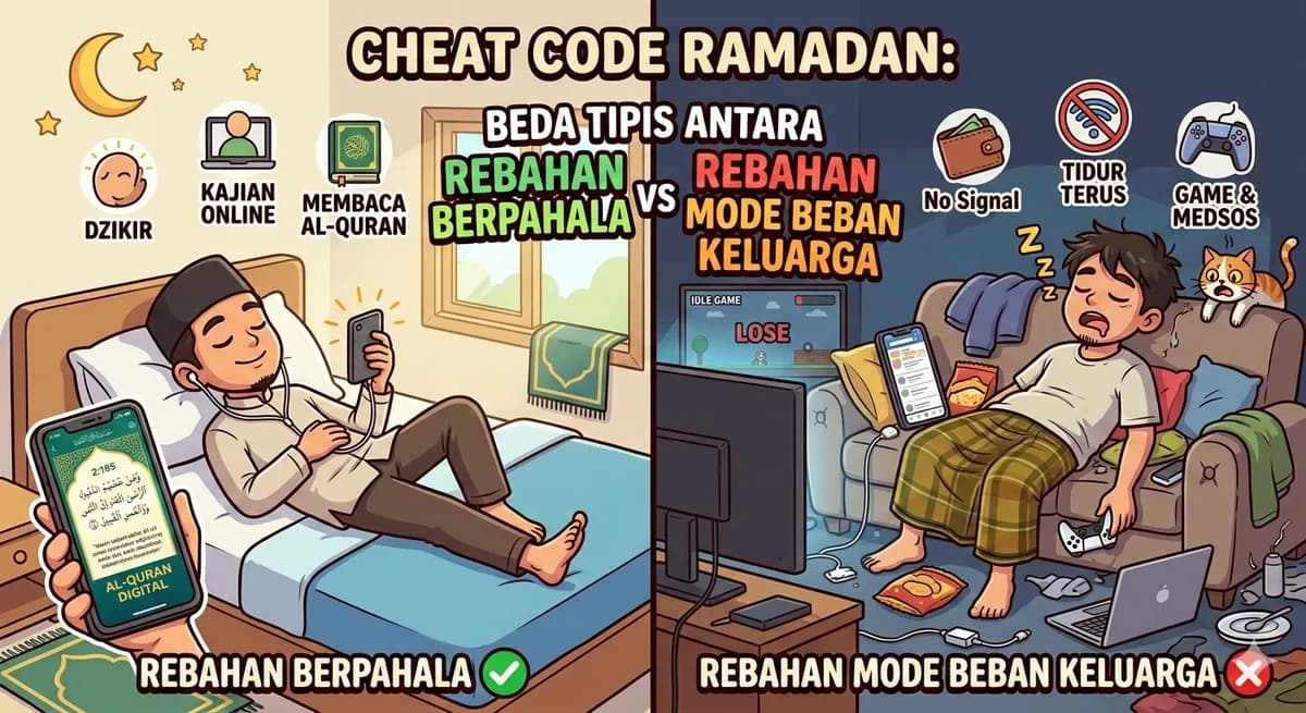 Cheat Code Ramadan: Beda Tipis Antara Rebahan Berpahala vs Rebahan Mode Beban Keluarga