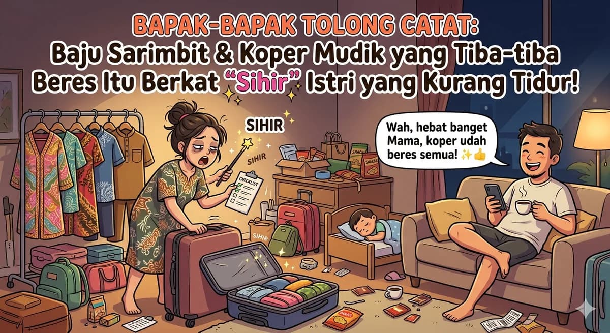 Bapak-bapak Tolong Catat: Baju Sarimbit & Koper Mudik yang Tiba-tiba Beres Itu Berkat "Sihir" Istri yang Kurang Tidur!
