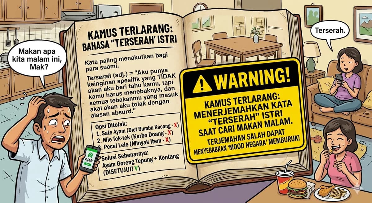 ⚠️ WARNING! Kamus Terlarang: Menerjemahkan Kata "Terserah" Istri Saat Cari Makan Malam