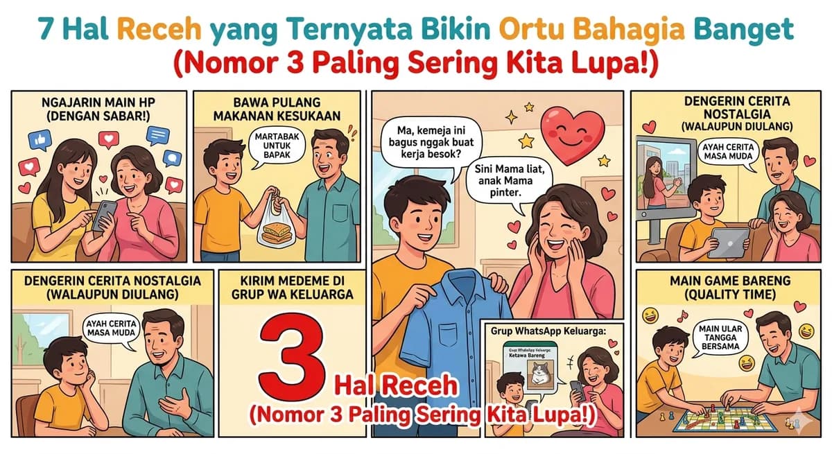 7 Hal Receh yang Ternyata Bikin Ortu Bahagia Banget (Nomor 3 Paling Sering Kita Lupa!)