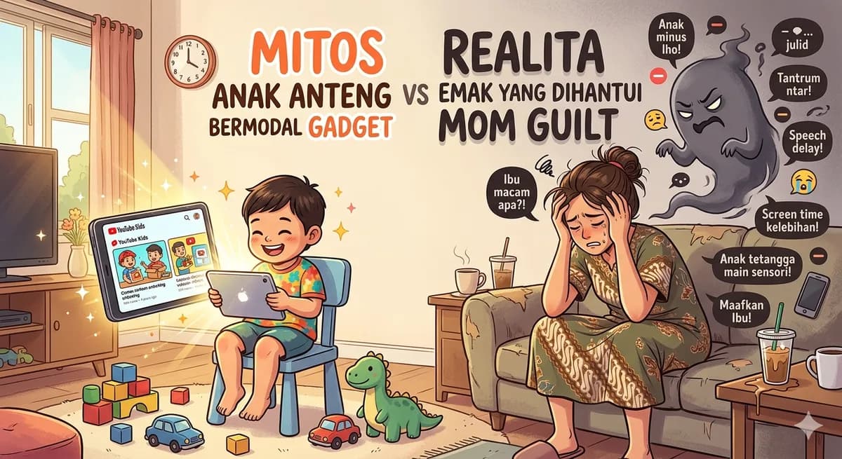 Mitos Anak Anteng Bermodal Gadget vs Realita Emak yang Dihantui Mom Guilt