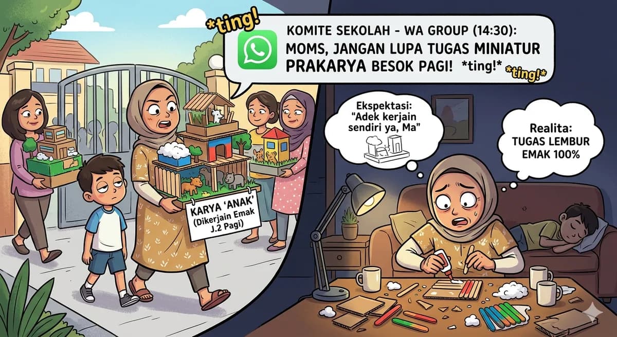 "Horornya Notif Grup WA Komite Sekolah: Ketika Tugas Prakarya Anak Berubah Jadi Tugas Lembur Emak" 