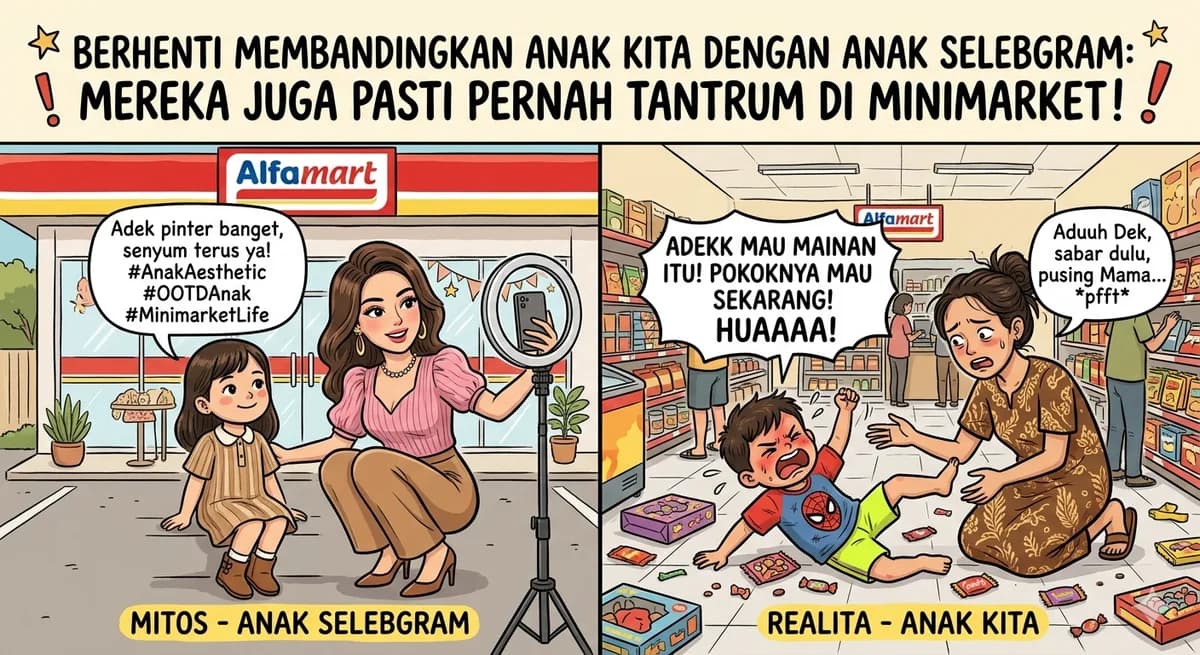 Berhenti Membandingkan Anak Kita dengan Anak Selebgram: Mereka Juga Pasti Pernah Tantrum di Minimarket!