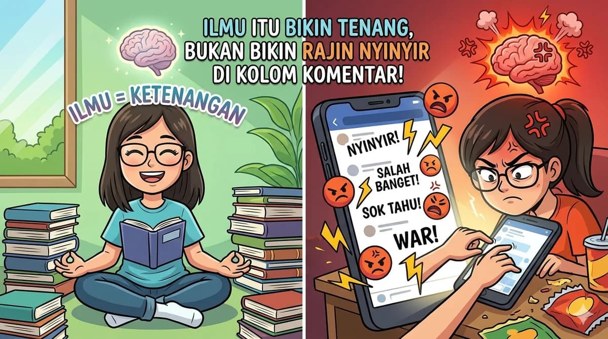 Ilmu Itu Bikin Tenang, Bukan Bikin Rajin Nyinyir di Kolom Komentar