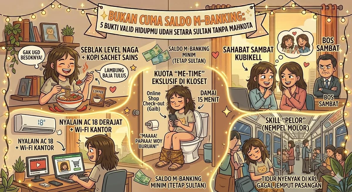 Bukan Cuma Saldo M-Banking: 5 Bukti Valid Hidupmu Udah Setara Sultan Tanpa Mahkota