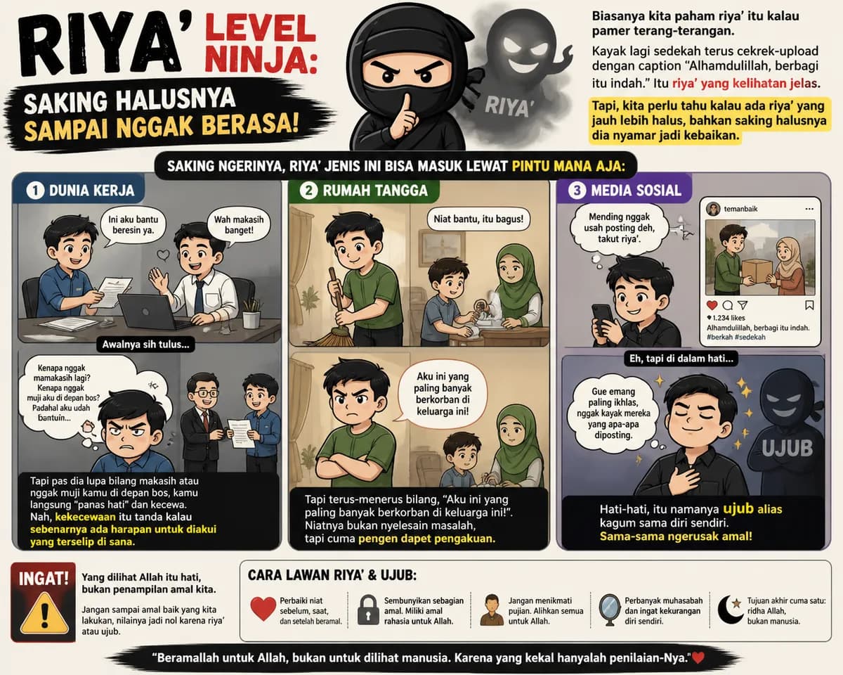 Detoks Hati: Tips Ngadepin Riya’ Level Ninja yang Nyelip di Balik "Postingan Ibadah