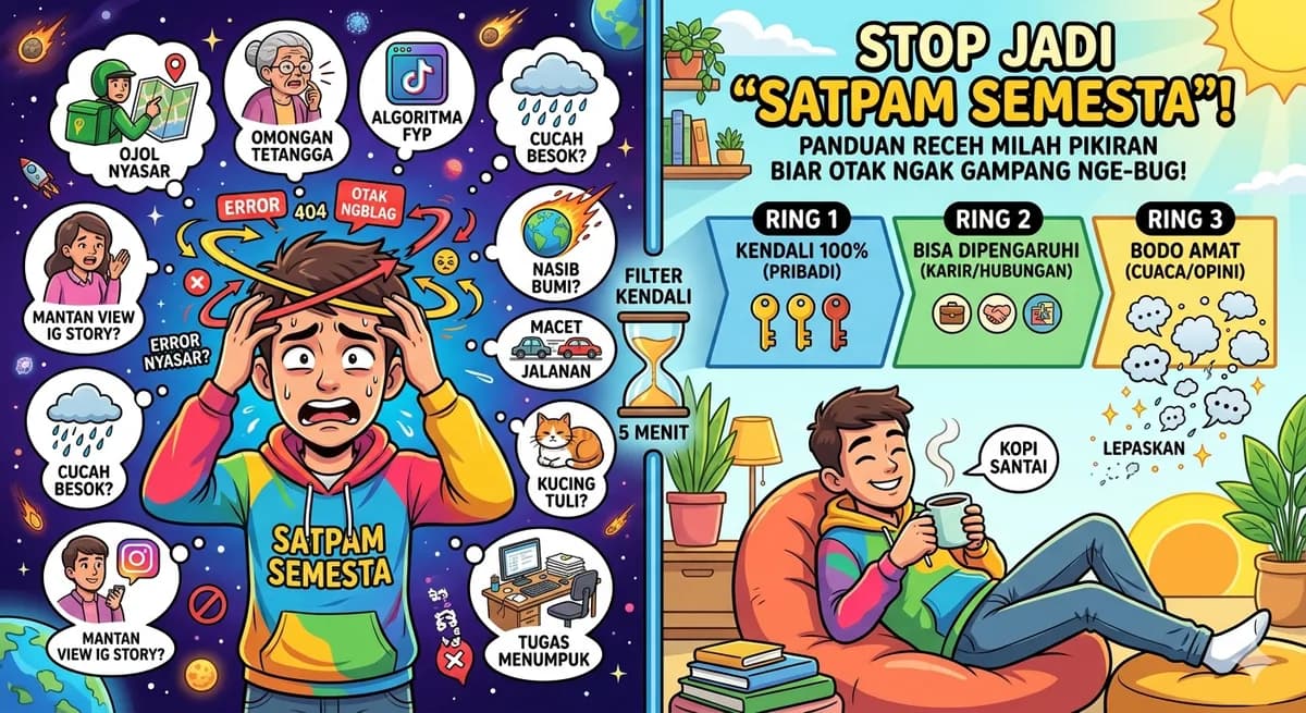 Stop Jadi "Satpam Semesta": Panduan Receh Milah Pikiran Biar Otak Nggak Gampang Nge-Bug