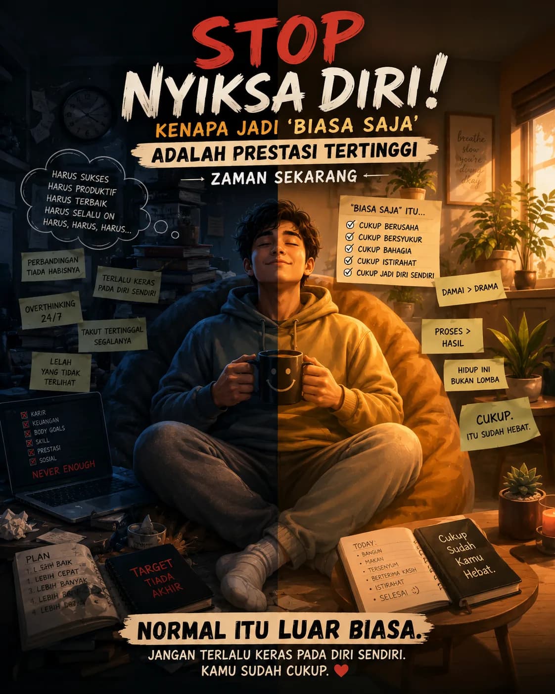 Stop Nyiksa Diri! Kenapa Jadi 'Biasa Saja' Adalah Prestasi Tertinggi Zaman Sekarang
