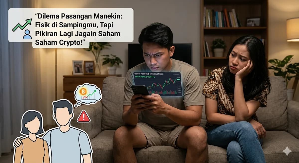 Dilema Pasangan Manekin: Fisik di Sampingmu, Tapi Pikiran Lagi Jagain Saham Crypto!