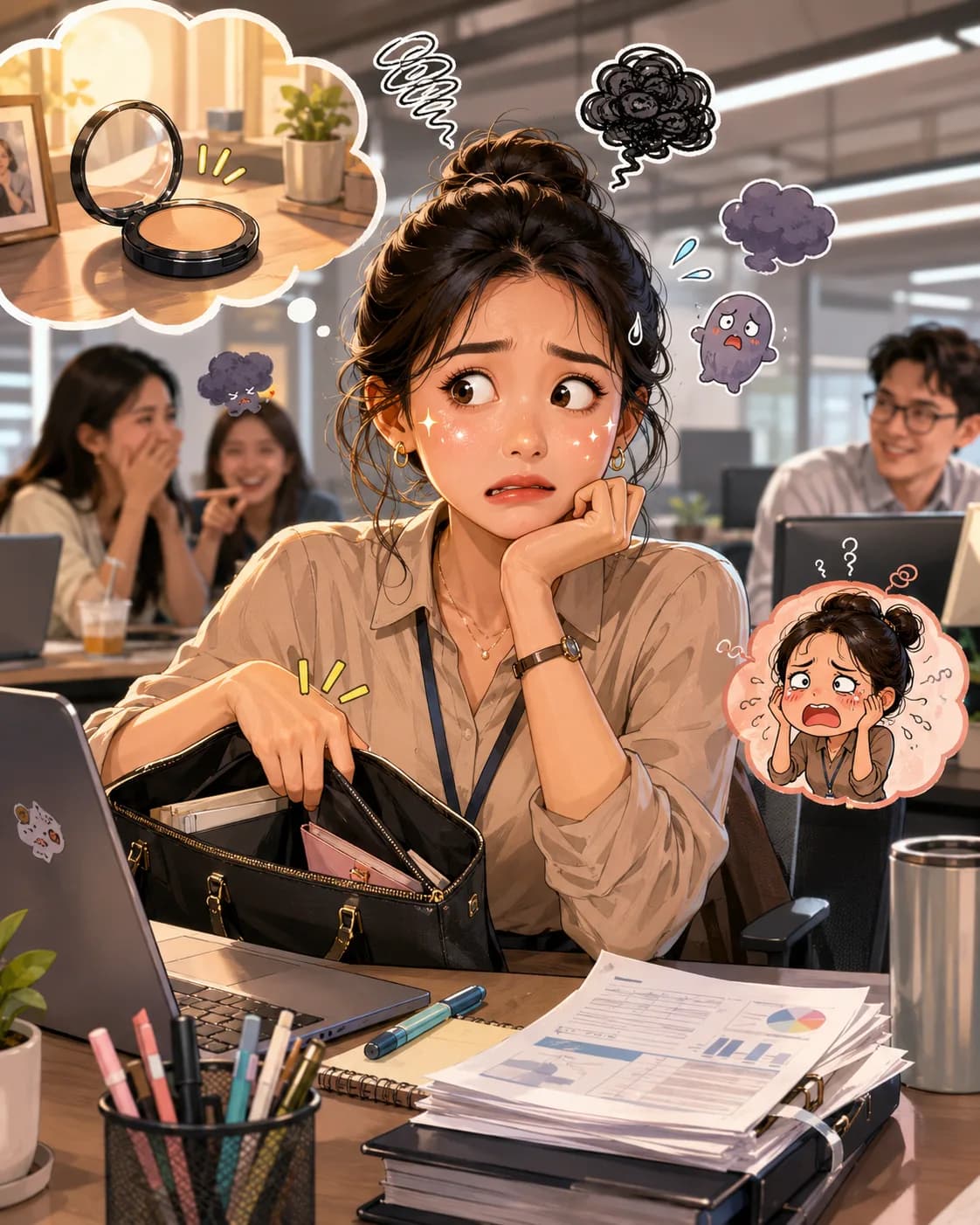 Tragedi Lupa Pakai Bedak ke Kantor: Kulit Udah Glowing, tapi Mental Tetap Kena Mental!