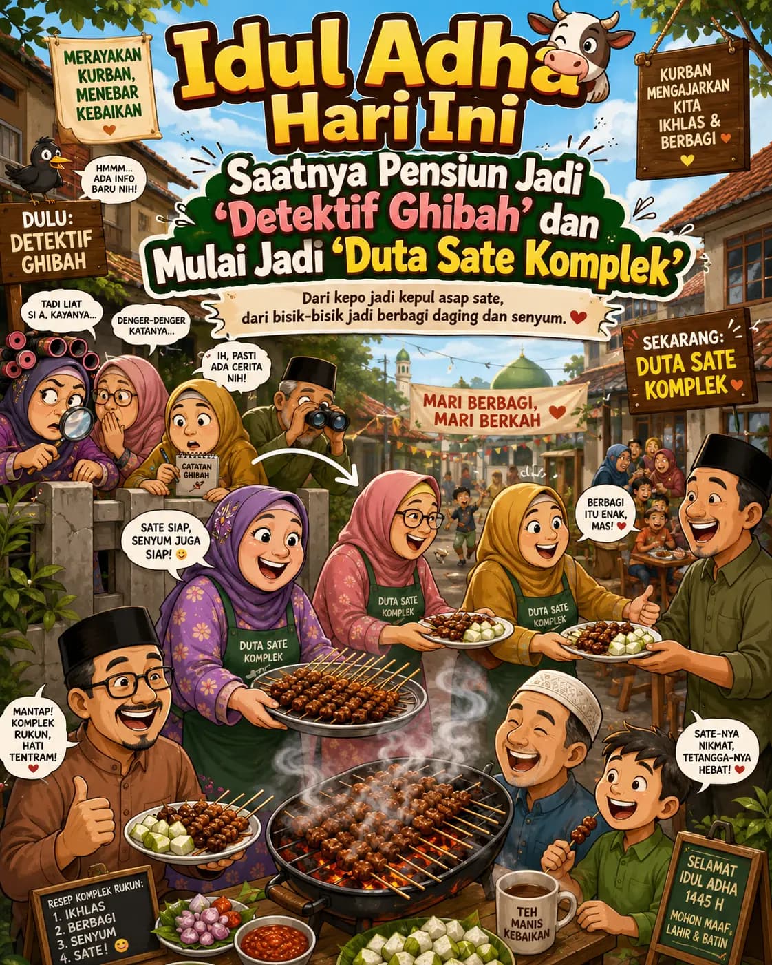Idul Adha Hari Ini: Saatnya Pensiun Jadi "Detektif Ghibah" dan Mulai Jadi "Duta Sate Komplek"