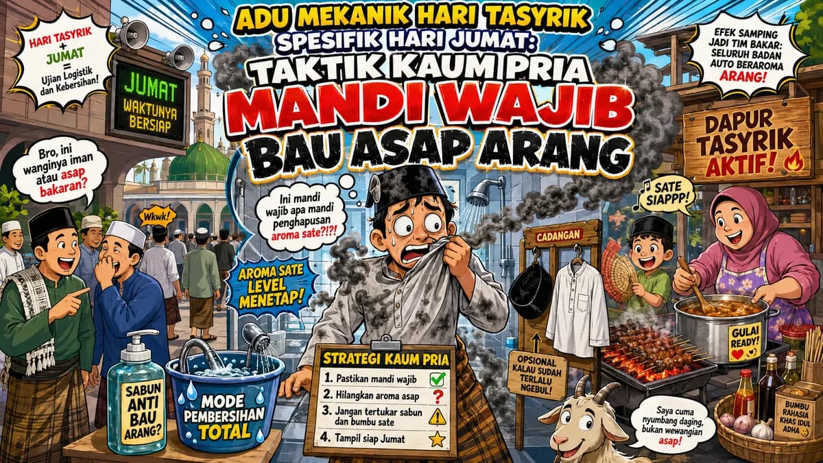 Adu Mekanik Hari Tasyrik Spesifik Hari Jumat: Taktik Kaum Pria Mandi Wajib Bau Asap Arang