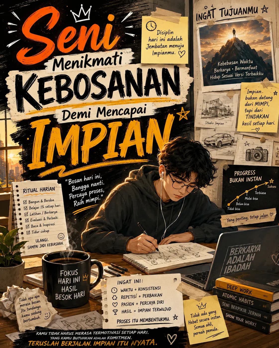 Seni Menikmati Kebosanan Demi Mencapai Impian