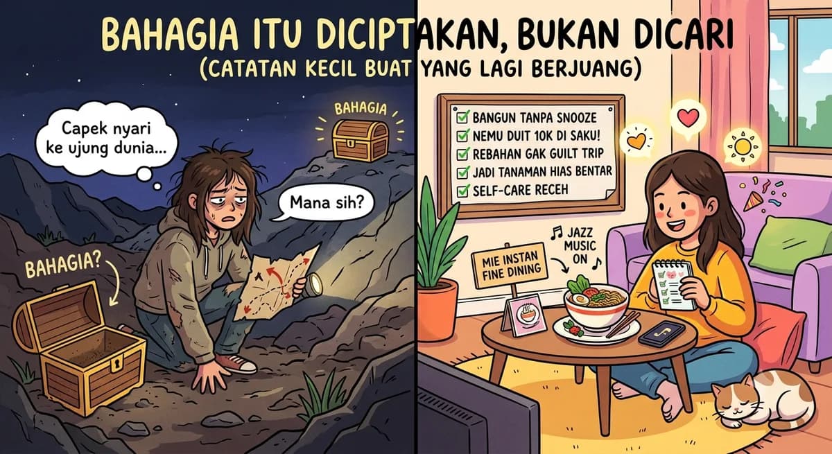 Bahagia Itu Diciptakan, Bukan Dicari (Catatan Kecil Buat yang Lagi Berjuang)
