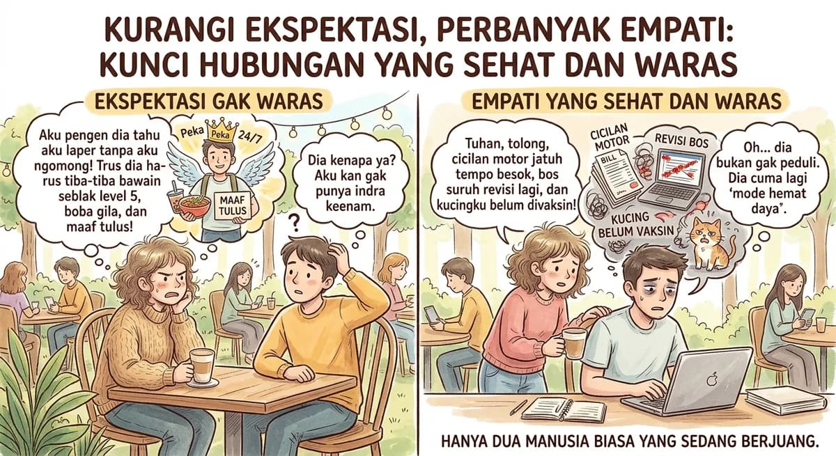 Kurangi Ekspektasi, Perbanyak Empati: Kunci Hubungan yang Sehat dan Waras