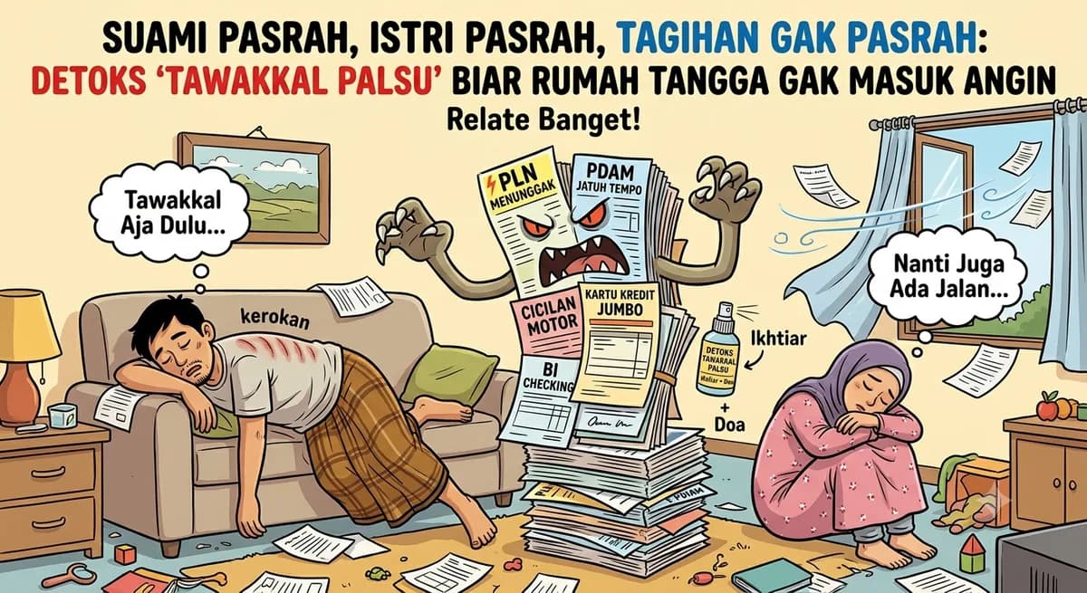 Suami Pasrah, Istri Pasrah, Tagihan Gak Pasrah: Detoks 'Tawakkal Palsu' Biar Rumah Tangga Gak Masuk Angin