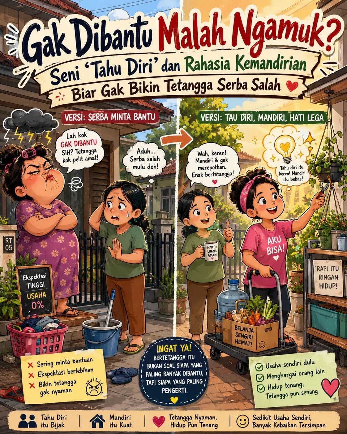 Gak Dibantu Malah Ngamuk? Seni 'Tahu Diri' dan Rahasia Kemandirian Biar Gak Bikin Tetangga Serba Salah