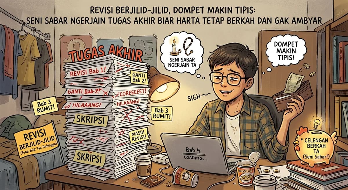Revisi Berjilid-Jilid, Dompet Makin Tipis: Seni Sabar Ngerjain Tugas Akhir Biar Harta Tetap Berkah dan Gak Ambyar
