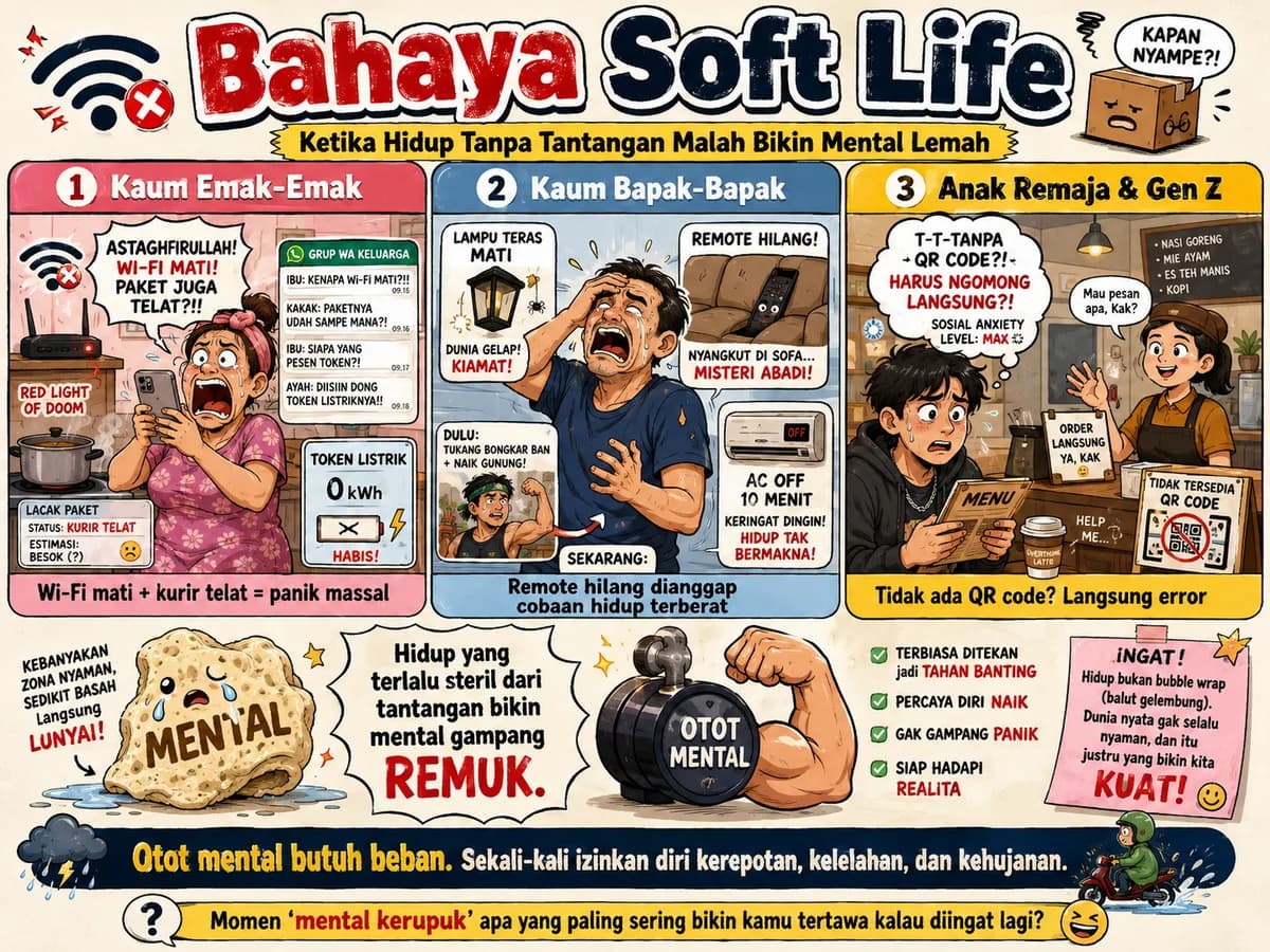 Bahaya Soft Life: Ketika Hidup Terlalu Nyaman, Masalah Receh Terasa Kayak Kiamat