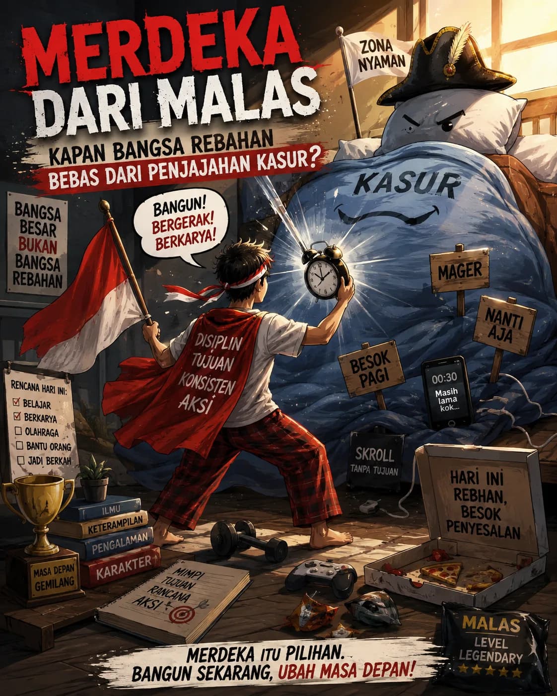Merdeka dari Malas: Kapan Bangsa Rebahan Bebas dari Penjajahan Kasur?